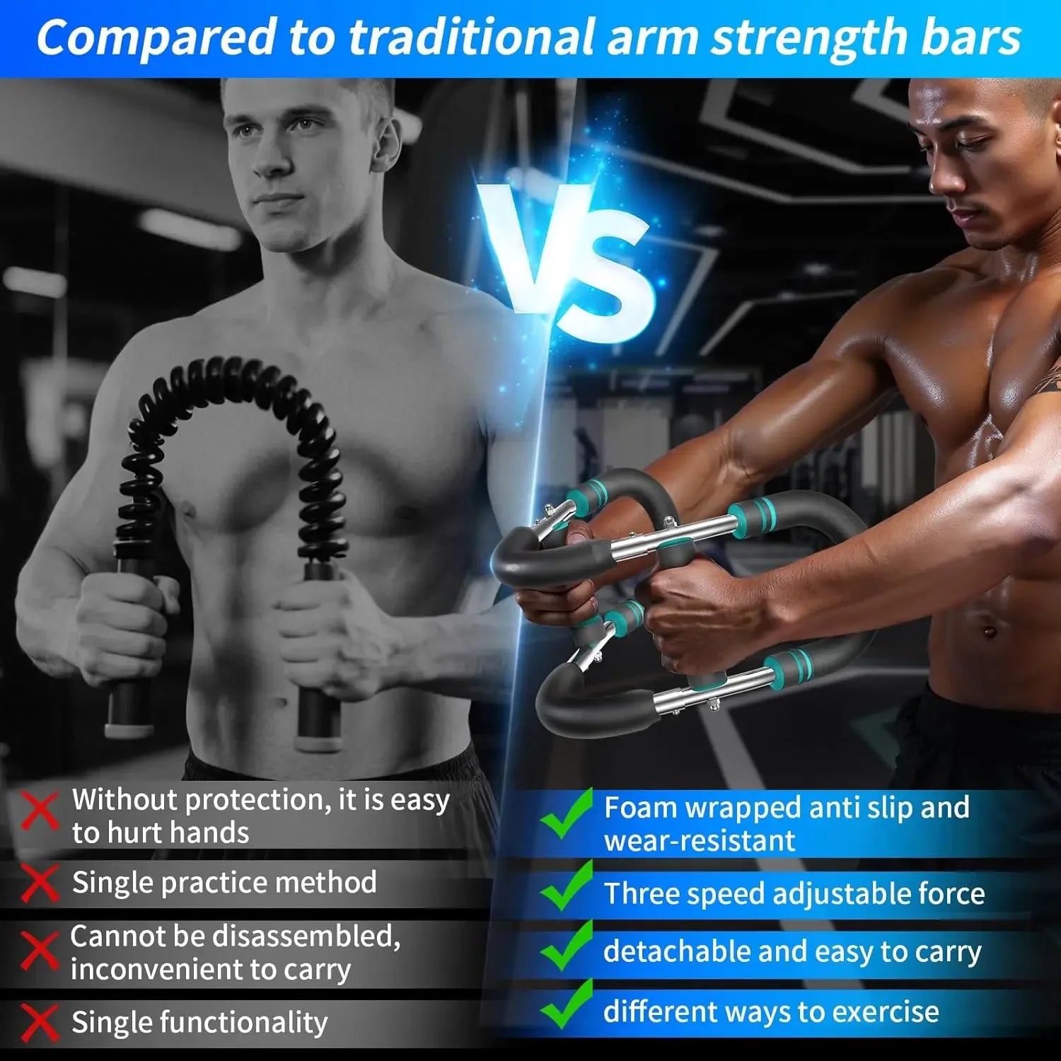 Adjustable Twister Arm Trainer 60-140lbs Chest & Forearm Power Bar - 