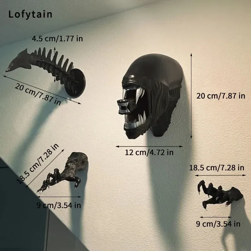 Alien Xenomorph Wall Sculpture – Sci-Fi Monster Breakthrough Wall Decor - 