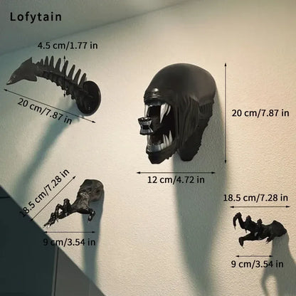 Alien Xenomorph Wall Sculpture – Sci-Fi Monster Breakthrough Wall Decor - 