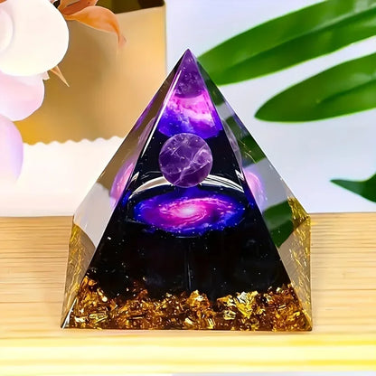 Amethyst Crystal Ball Pyramid Stress Relief & Wealth Home Decoration - 