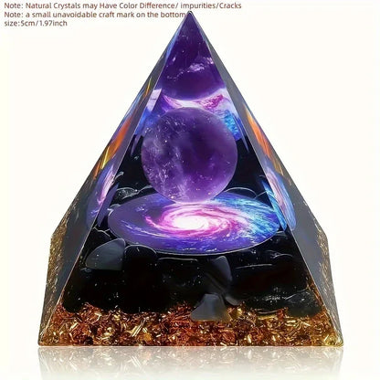 Amethyst Crystal Ball Pyramid Stress Relief & Wealth Home Decoration - 