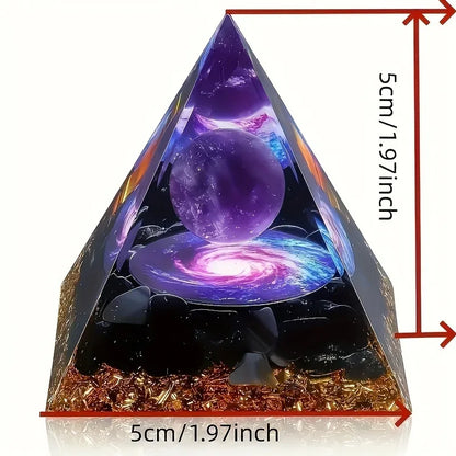 Amethyst Crystal Ball Pyramid Stress Relief & Wealth Home Decoration - 