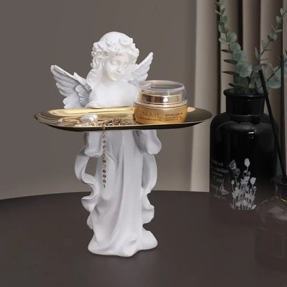 Angel Sculpture Tray – Classical Resin Decorative Accent - 