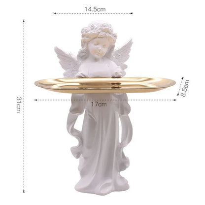 Angel Sculpture Tray – Classical Resin Decorative Accent - 