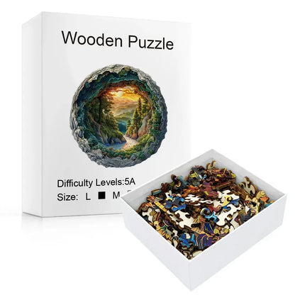 3D Forest Cave Animal Wooden Puzzle Unique Layered Irregular Shape Toy - Small