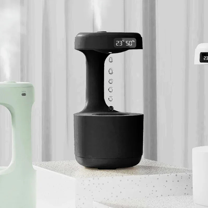 Anti-Gravity Water Drop Humidifier Creative Backflow Desktop Air Mist Maker - Black