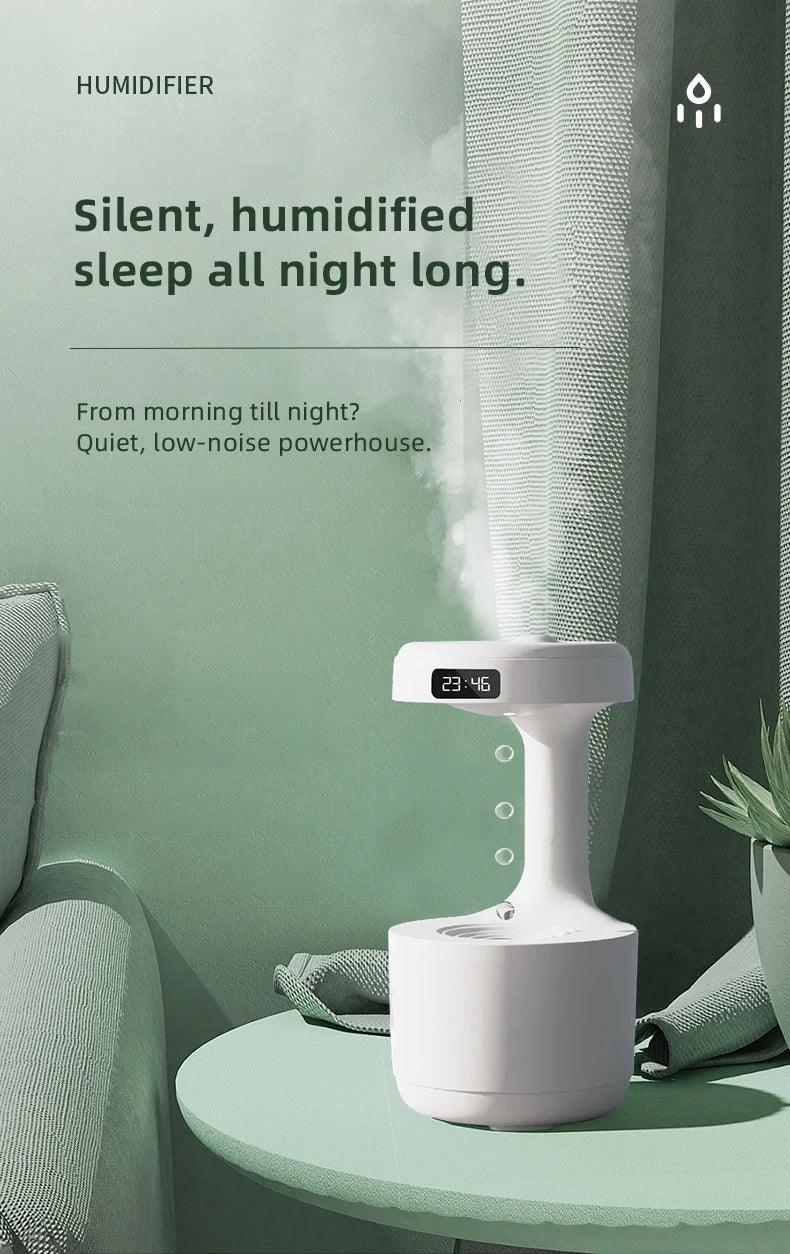 Anti-Gravity Water Drop Humidifier Creative Backflow Desktop Air Mist Maker - White
