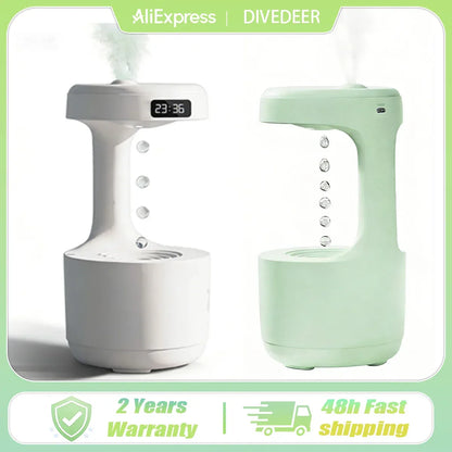 Anti-Gravity Water Drop Humidifier Creative Backflow Desktop Air Mist Maker - White