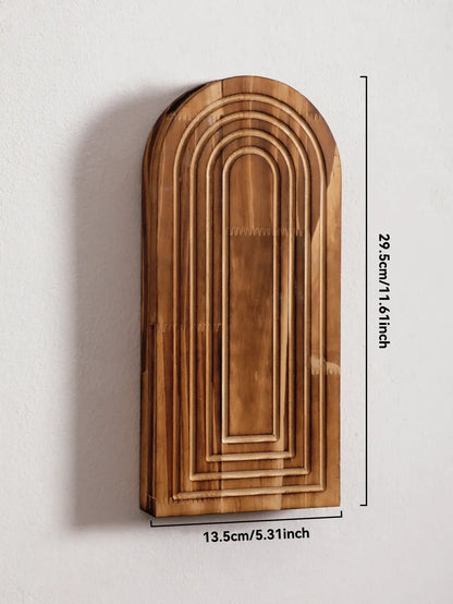 Boho Arched Wooden Wall Vase – Minimalist Wall Mounted Planter - Brown