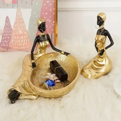 Artisan-Inspired Woman Sculpture Tray – Decorative Resin Organizer - Style 1
