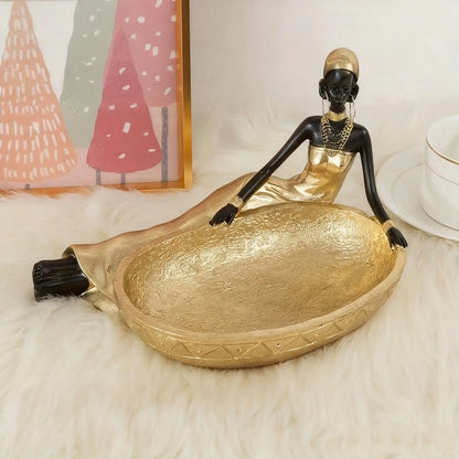 Artisan-Inspired Woman Sculpture Tray – Decorative Resin Organizer - Style 1