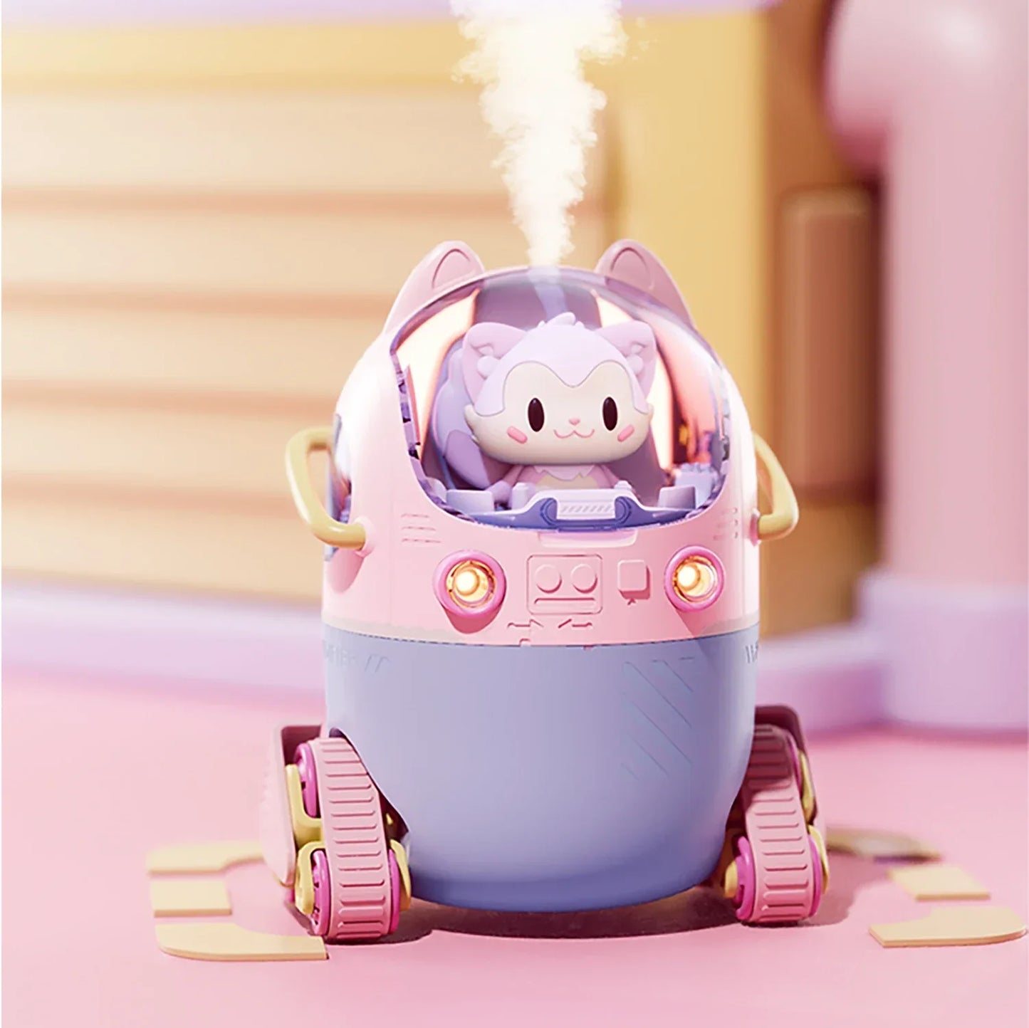 Astronaut Air Humidifier 220ml Portable Rechargeable Mist Diffuser & Light - Pink / USB plug