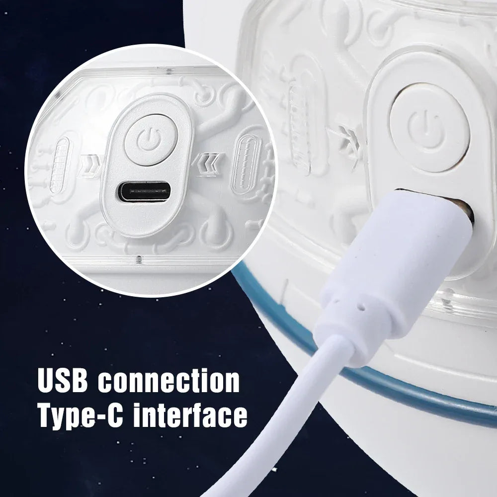 Astronaut Air Humidifier 220ml Portable Rechargeable Mist Diffuser & Light - White / USB plug