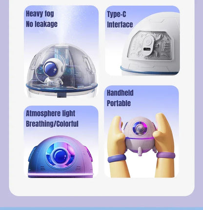 Astronaut Air Humidifier 220ml Portable Rechargeable Mist Diffuser & Light - White / USB plug