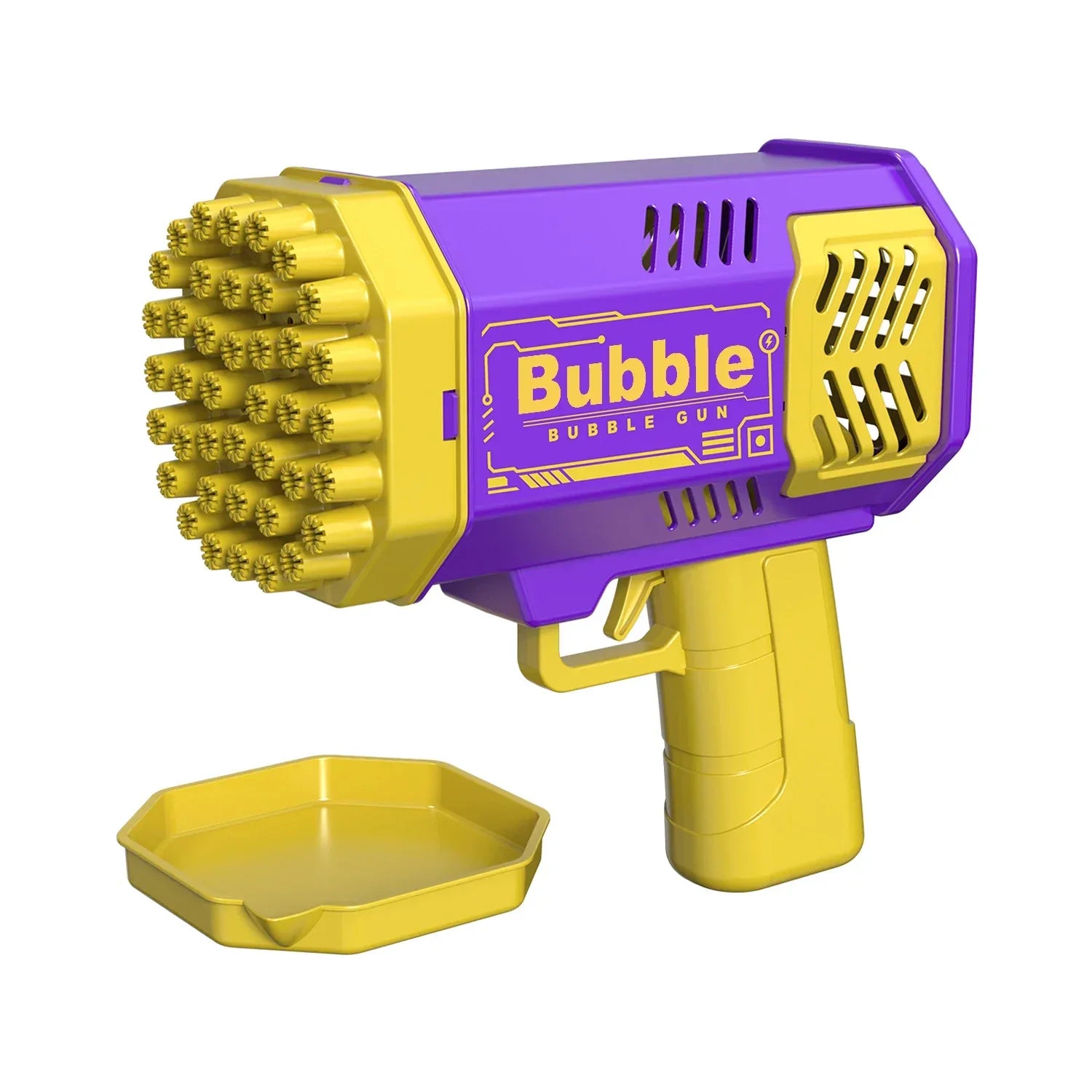 40-Hole Automatic Bubble Machine High-Output Outdoor Bubble Blower with Light - Purple