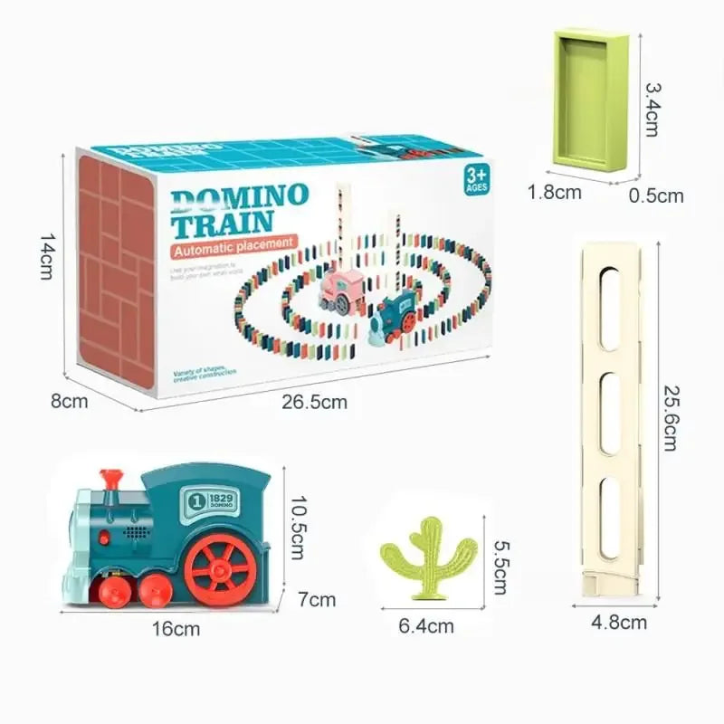 Automatic Electric Domino Train Set 60pc Colorful Blocks Educational Toy - 