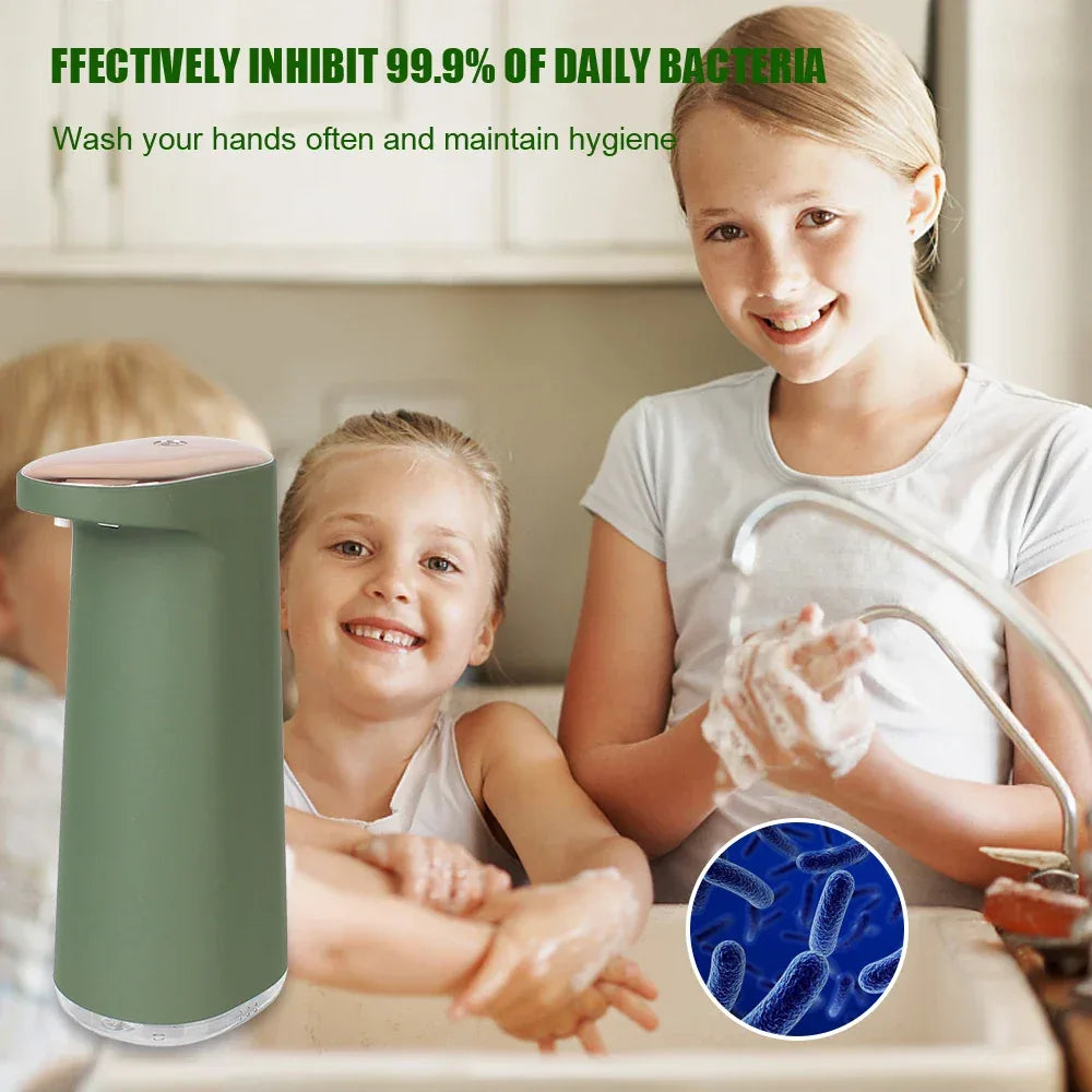 450ML Automatic Foaming Soap Dispenser Touchless Rechargeable Hand Washer - Green