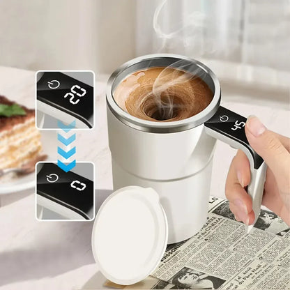 Automatic Magnetic Self-Stirring Mug Rechargeable LCD Coffee & Protein Mixer - 
