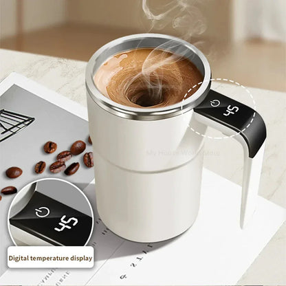 Automatic Magnetic Self-Stirring Mug Rechargeable LCD Coffee & Protein Mixer - 
