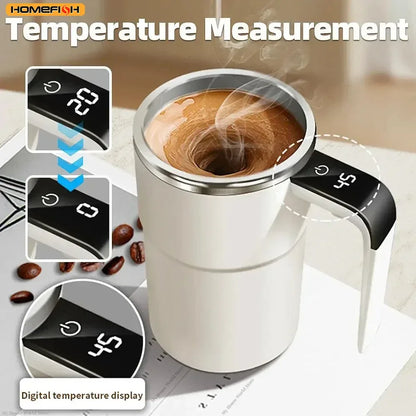 Automatic Magnetic Self-Stirring Mug Rechargeable LCD Coffee & Protein Mixer - 