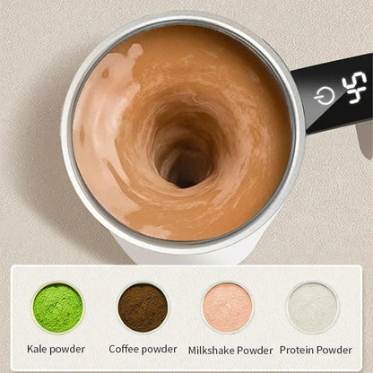 Automatic Magnetic Self-Stirring Mug Rechargeable LCD Coffee & Protein Mixer - 