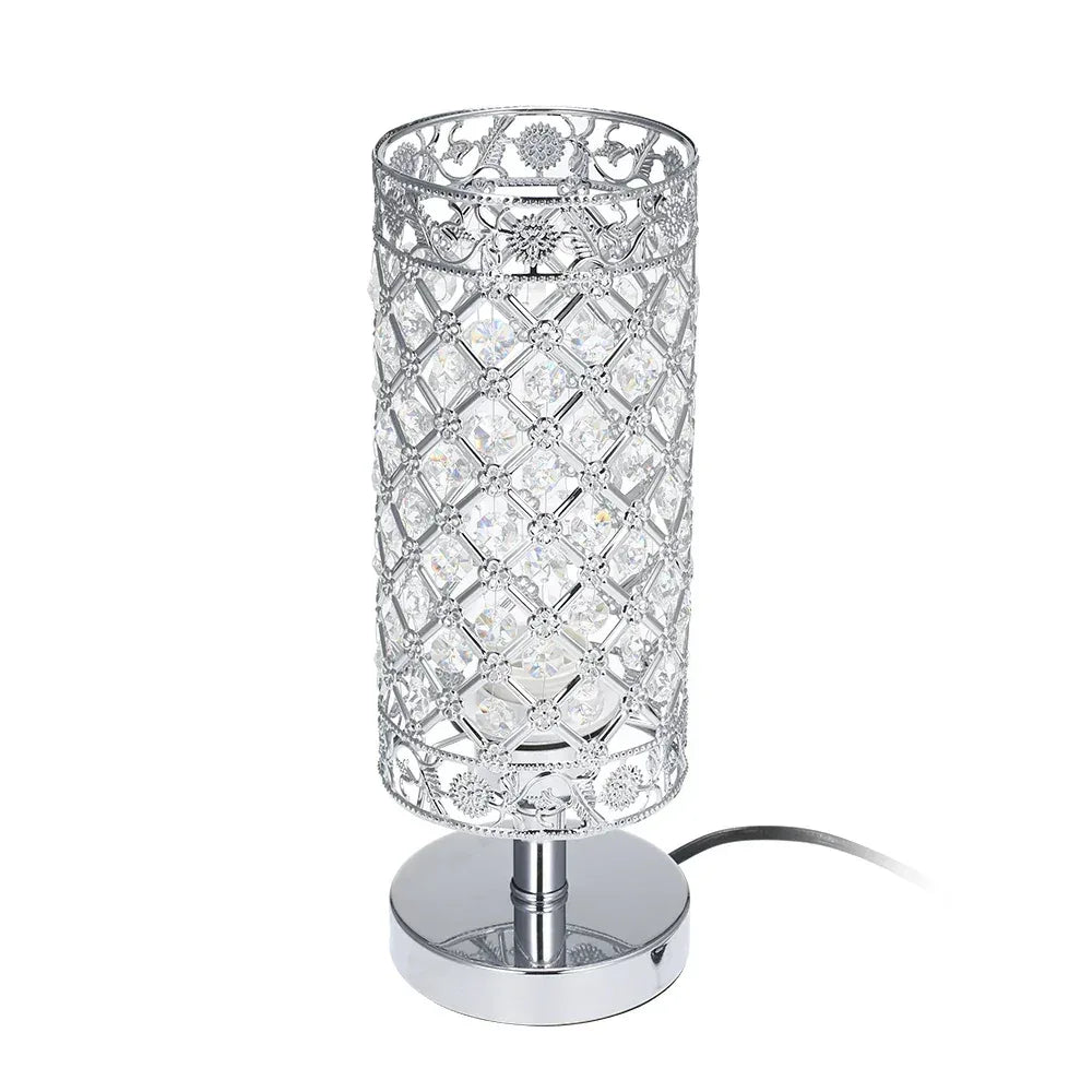 Crystal Silver Bedside Table Lamp Decorative K5 Crystal Desk Light E26 - 