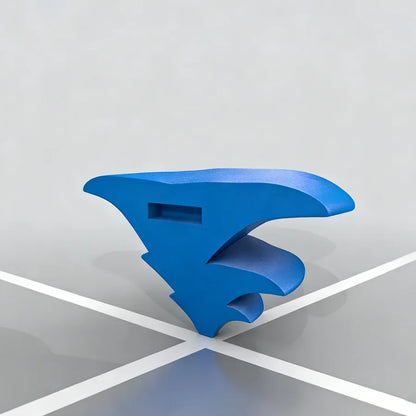 Blue wavy-shaped Mushroom Wall Shelf Set  on a gray surface with white lines