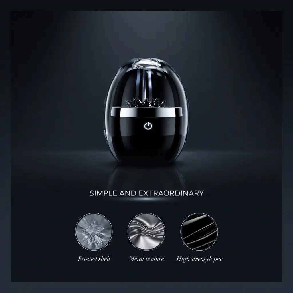 Black and silver Magnetic Fluid Venom Bluetooth Speaker with Music Visualizert and material features on a dark background
