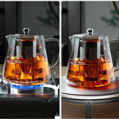 1.0L Borosilicate Glass Teapot Heat-Resistant Kettle with Stainless Infuser - 550 ml