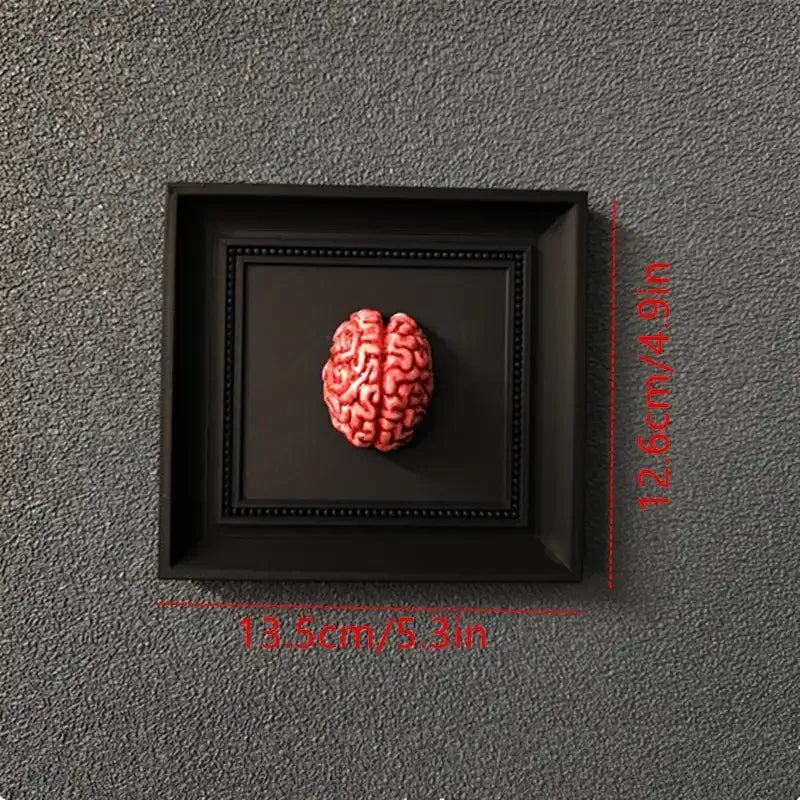 Gothic Steampunk Brain Wall Art – 3D Framed Brain Sculpture Decor - 