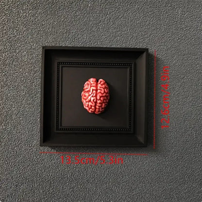Gothic Steampunk Brain Wall Art – 3D Framed Brain Sculpture Decor - 