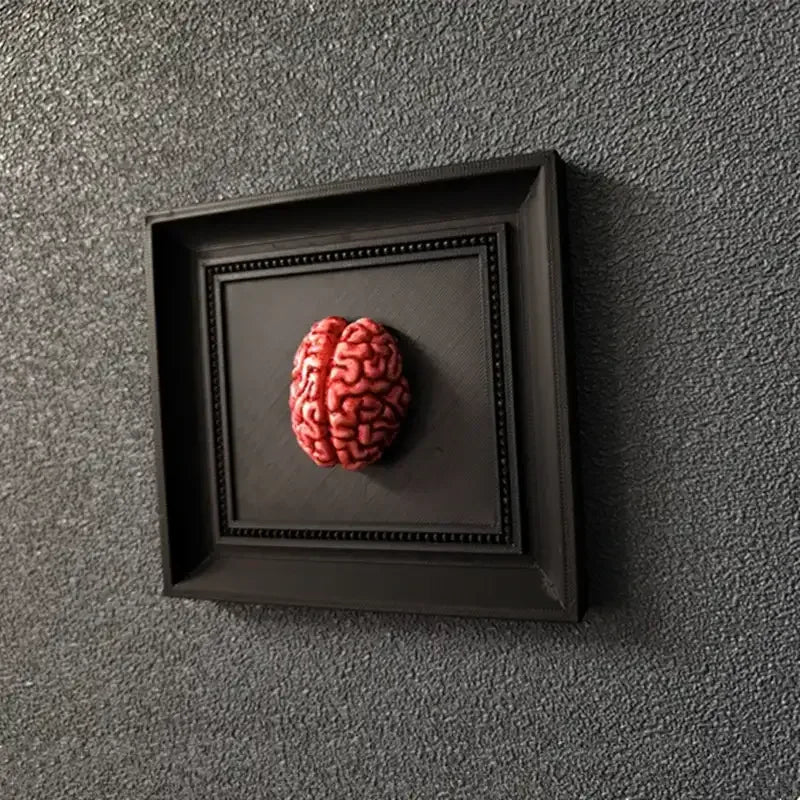 Gothic Steampunk Brain Wall Art – 3D Framed Brain Sculpture Decor - 