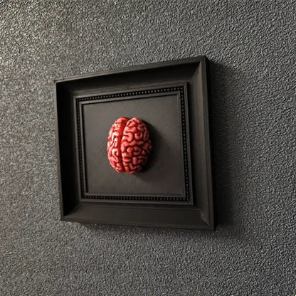 Gothic Steampunk Brain Wall Art – 3D Framed Brain Sculpture Decor - 