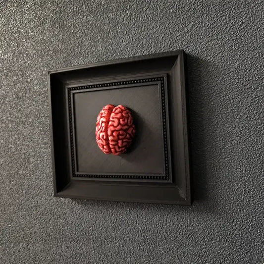 Gothic Steampunk Brain Wall Art – 3D Framed Brain Sculpture Decor - 