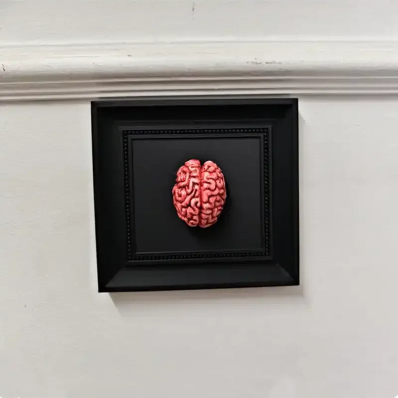 Gothic Steampunk Brain Wall Art – 3D Framed Brain Sculpture Decor - 