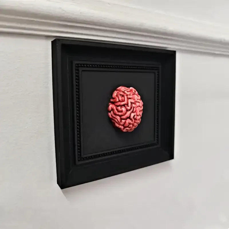Gothic Steampunk Brain Wall Art – 3D Framed Brain Sculpture Decor - 