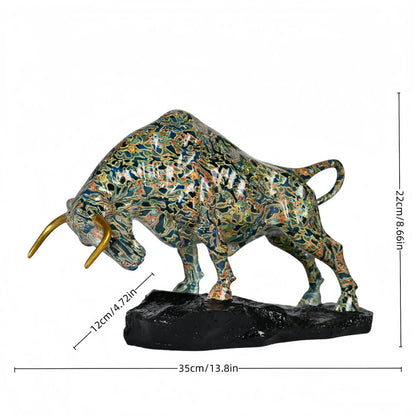 Colorful Charging Bull Sculpture – Modern Wall Street Inspired Resin Bull Statue - Color 3