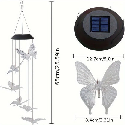 Butterfly-shaped solar light with dimensions displayed