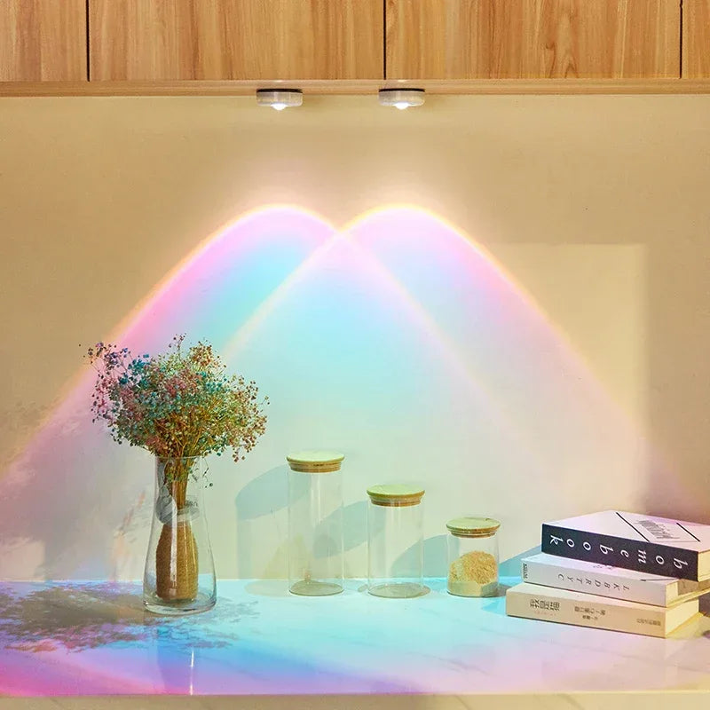 Cat Eye Cabinet Spotlight Sunset & Rainbow LED Battery-Powered Night Light - Rainbow