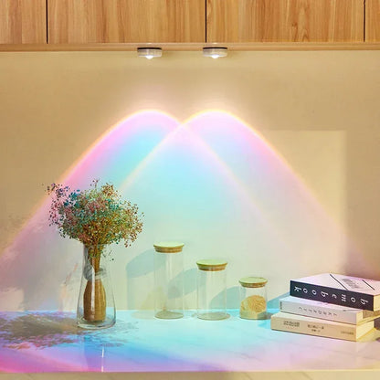 Cat Eye Cabinet Spotlight Sunset & Rainbow LED Battery-Powered Night Light - Rainbow
