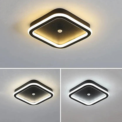 Ceiling light fixture with square design on a gray background