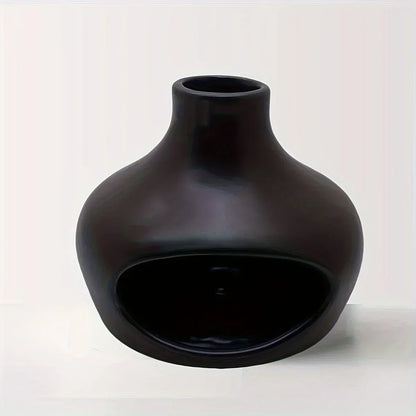 Ceramic Palo Santo & Sage Burner with Chimney Meditation & Yoga Decor - Black