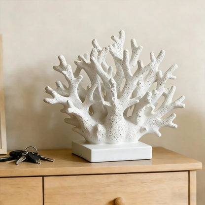 Coastal Coral Sculpture – Realistic Resin Ocean Reef Decorative Statue - 