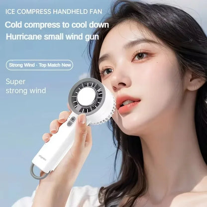 Handheld Ice Compressed Fan Semiconductor Cooling USB Portable Turbo Fan - White