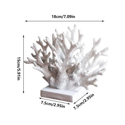 Coastal Coral Sculpture – Realistic Resin Ocean Reef Decorative Statue - 