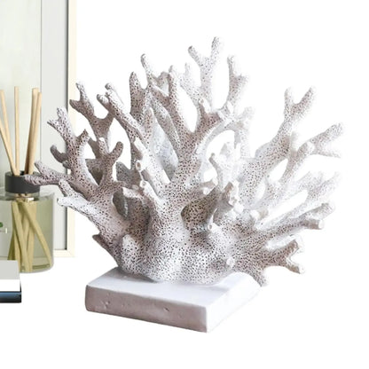 Coastal Coral Sculpture – Realistic Resin Ocean Reef Decorative Statue - 