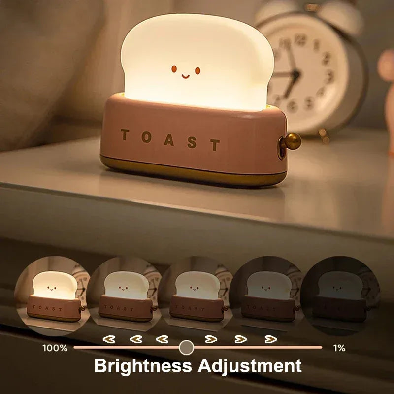 Creative Bread Toast Nightlight Rechargeable Toaster LED Lamp & Decor - Yellow