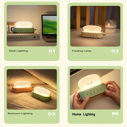 Creative Bread Toast Nightlight Rechargeable Toaster LED Lamp & Decor - Yellow