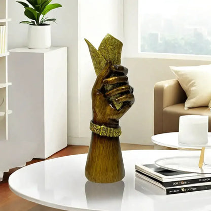 Creative Hand Vase Sculpture – Artistic Resin Hand Flower Vase Home Decor - Gold