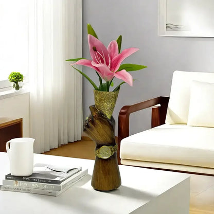 Creative Hand Vase Sculpture – Artistic Resin Hand Flower Vase Home Decor - Gold